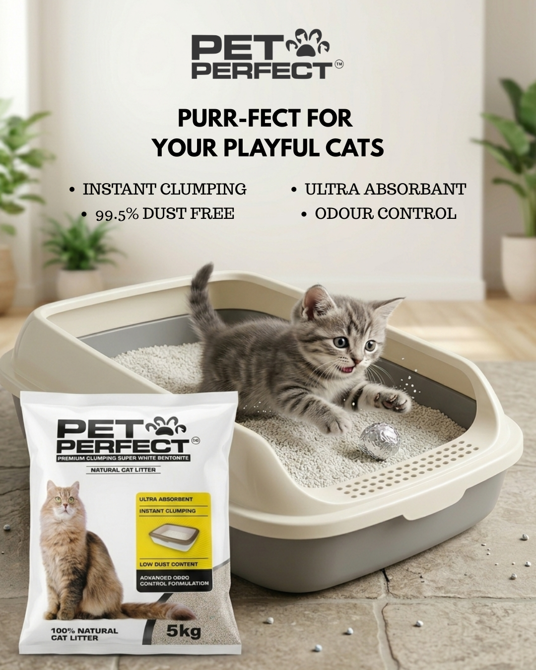 Pet Perfect Premium Bentonite Cat liter 5kg